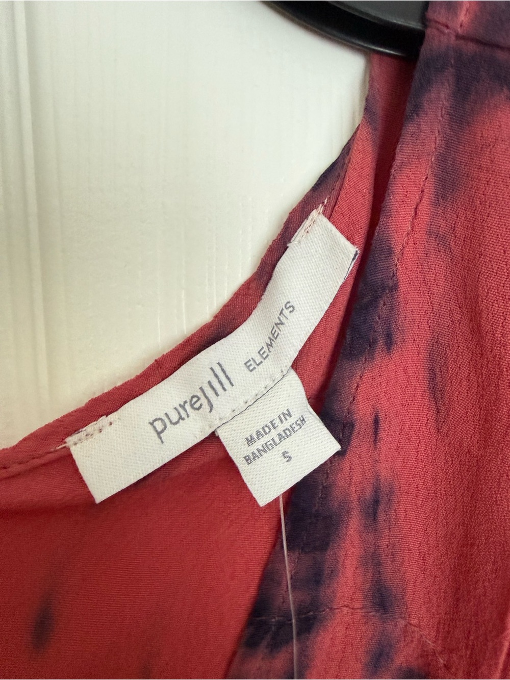 J Jill Women’s Tie-Dye Red Midi Dress with Drawstring Waist - Picture 4 of 6